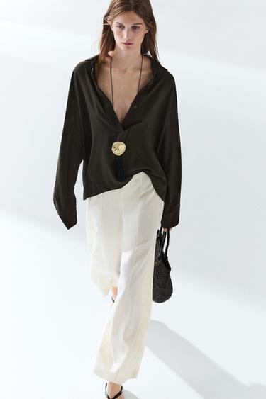 Zara Flowing button-up shirt - Chocolate