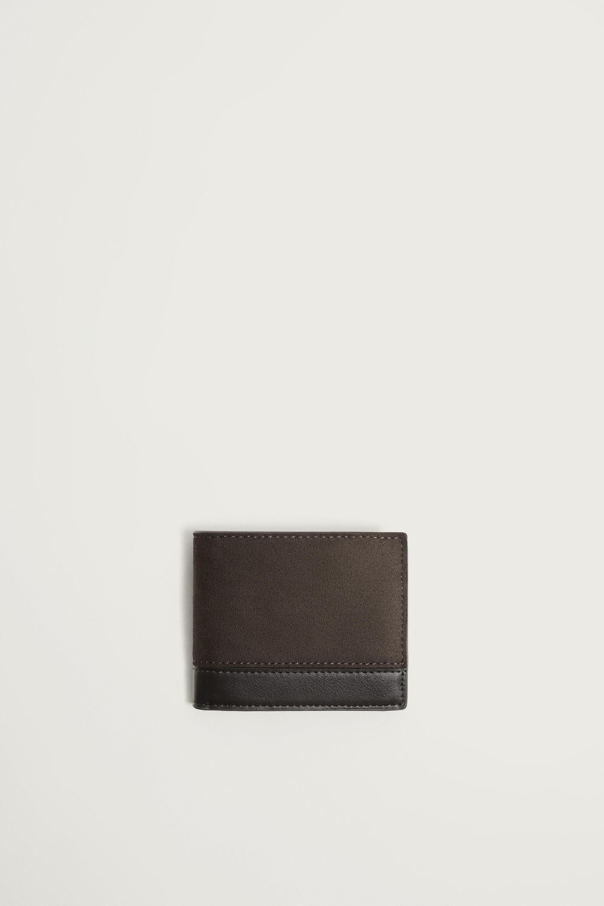 Mixed-Material Wallet — Brown