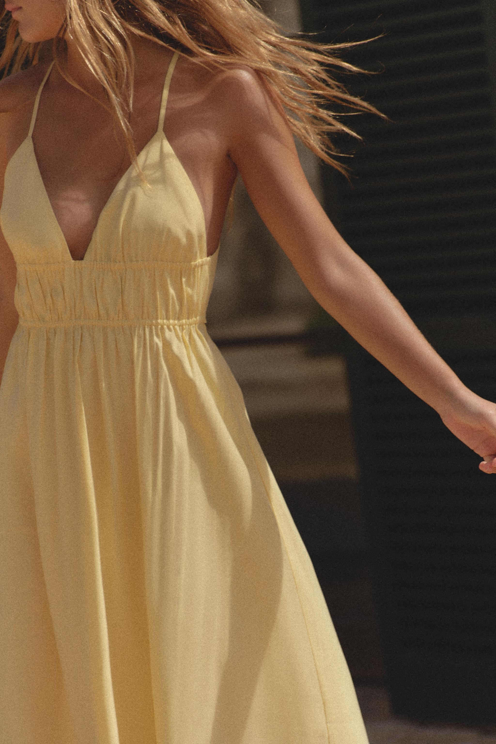 FLOWING MIDI DRESS Yellow ZARA United Kingdom