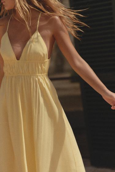 FLOWING MIDI DRESS - Yellow by Zara - Image 1
