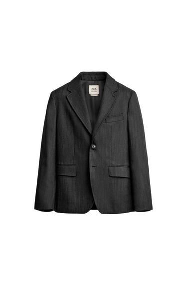 100% WOOL REGULAR FIT SUIT BLAZER - Anthracite Grey by Zara