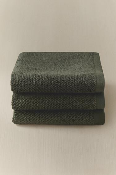 PACK OF RICE STITCH COTTON HAND TOWELS (PACK OF 3) – Sötétzöld a ZARA-tól