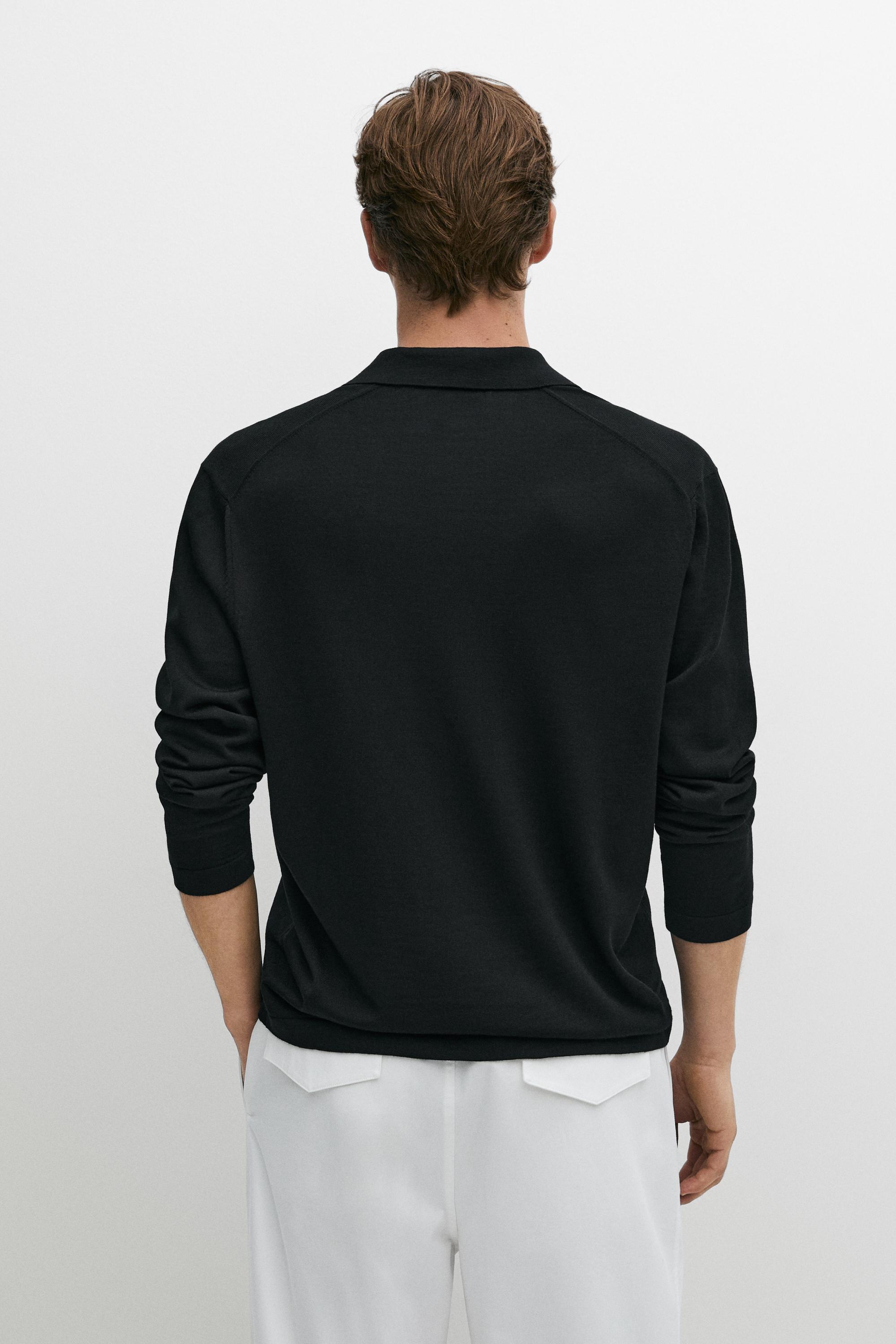 100% merino wool knit polo sweater