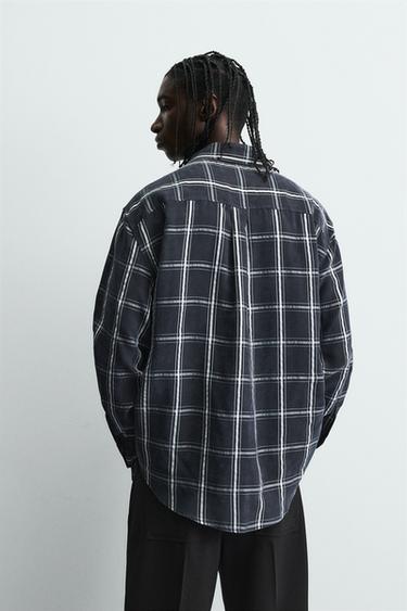 CHEMISE FLUIDE À CARREAUX - Bleu marine de Zara - Image 2