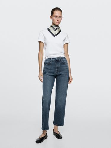 Zara Mid-rise straight-leg jeans - Mid-blue