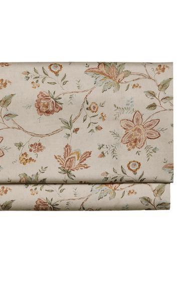 Zara FLORAL SATEEN FLAT SHEET (300 THREAD COUNT) - Ecru