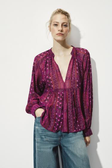 BLUSA DE FIO METALIZADO - Rosa da Zara