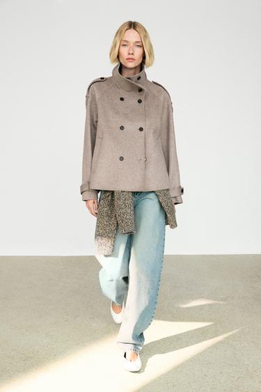 Trench court détails boutonnés - Marron de Zara - Image 0