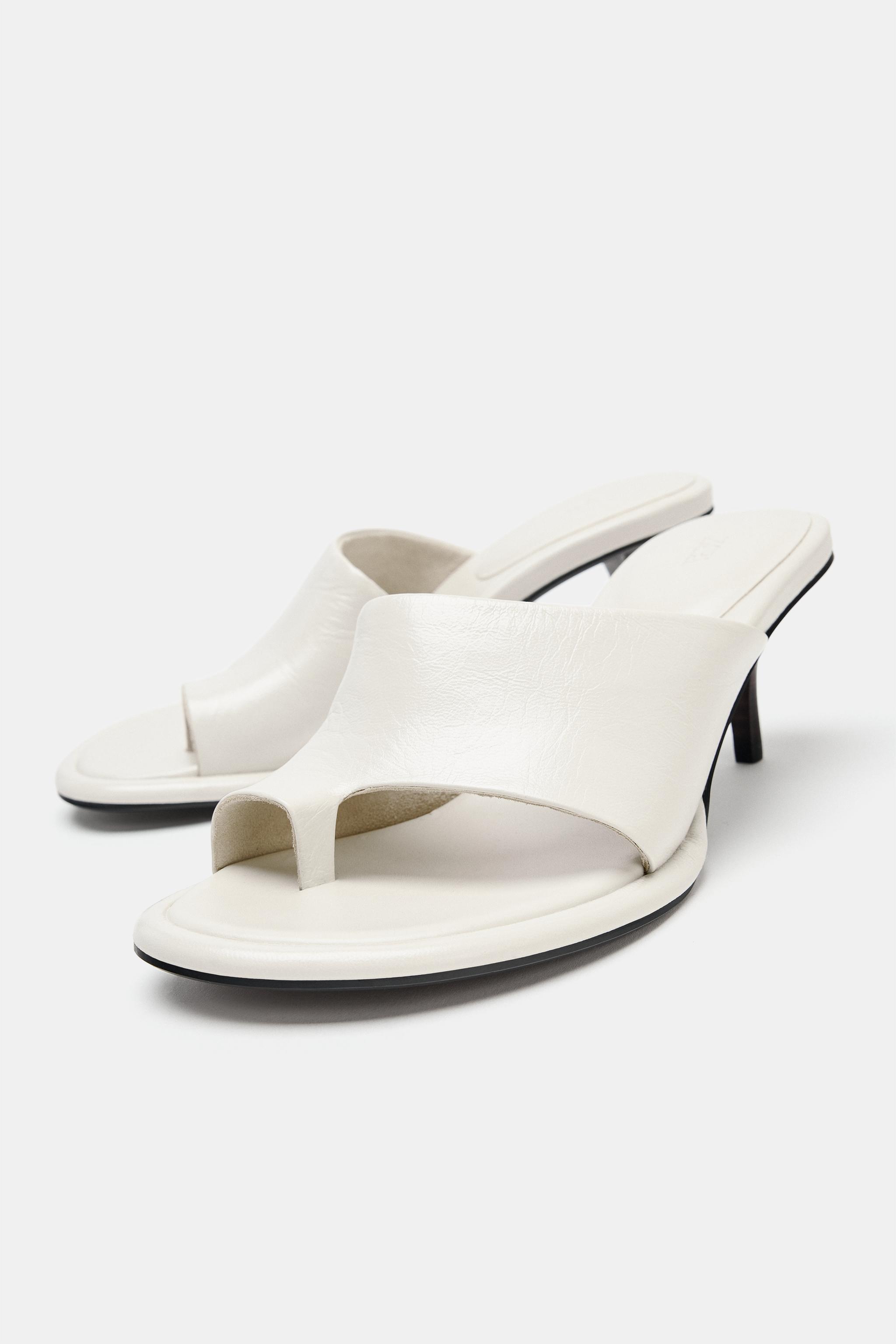 Женские сандалии Zara LIMITED EDITION LEATHER HEELED SANDALS — фото 5