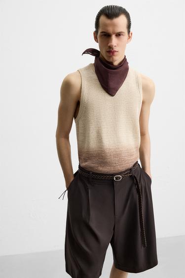 T-SHIRT EN MAILLE COTON - LIN - Beige de Zara - Image 5