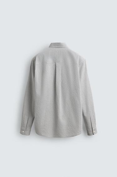TEXTURED CHECK SHIRT - Sand / Blue by Zara - Image 8