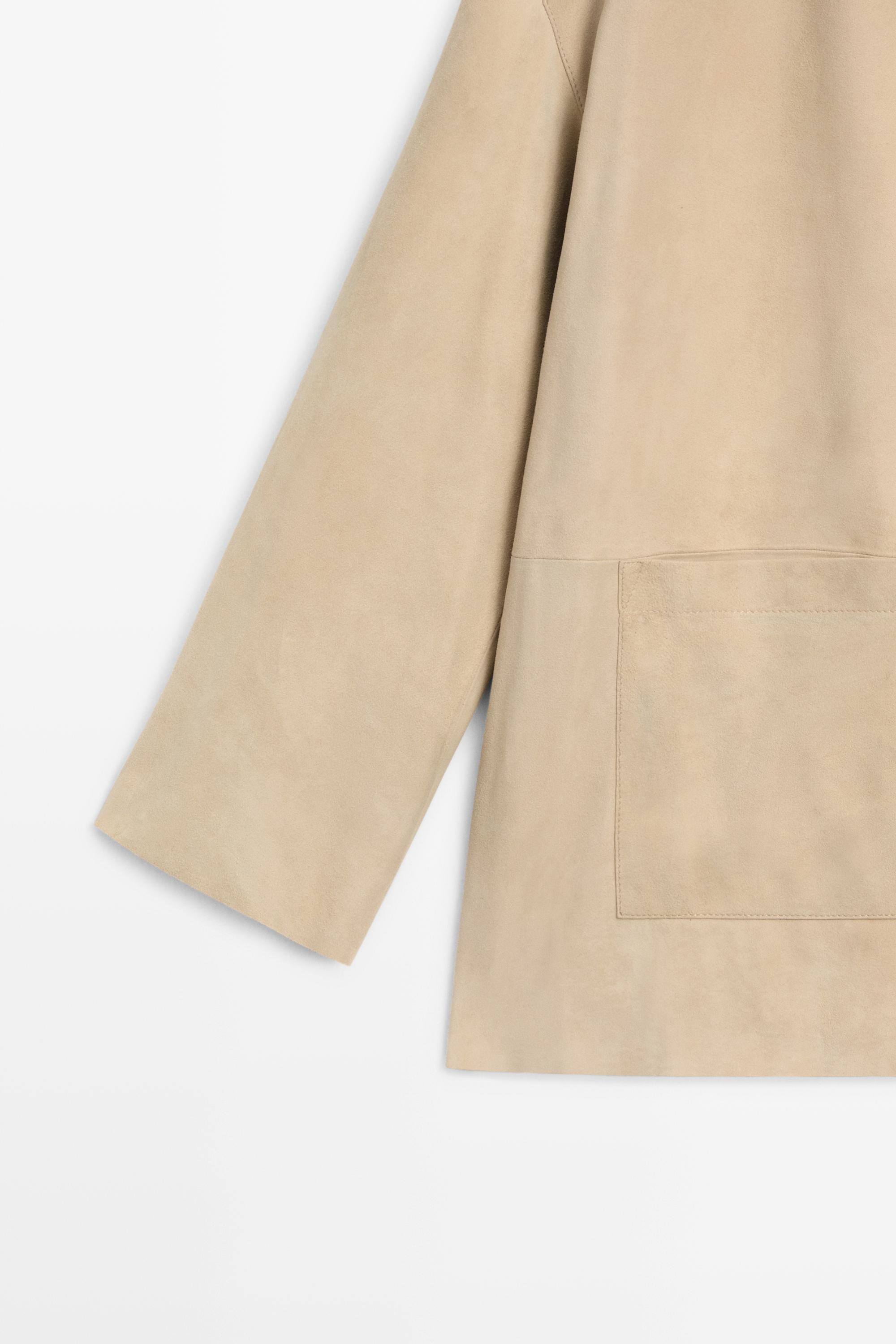 Suede leather blazer with pockets