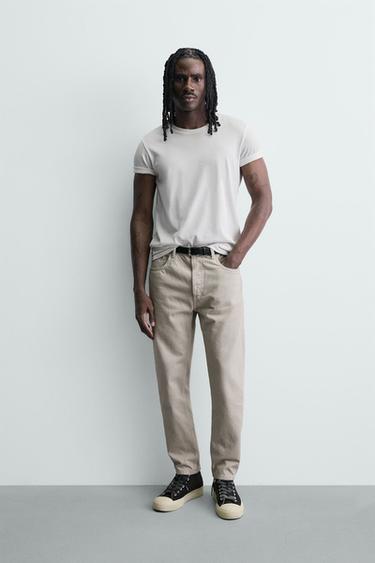 JEAN SLIM COURT - Écru de Zara