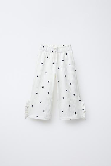 Zara RUFFLED PRINT CULOTTES - Ecru
