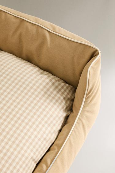 GINGHAM PET BED WITH CUSHION - Beige by Zara - Image 2