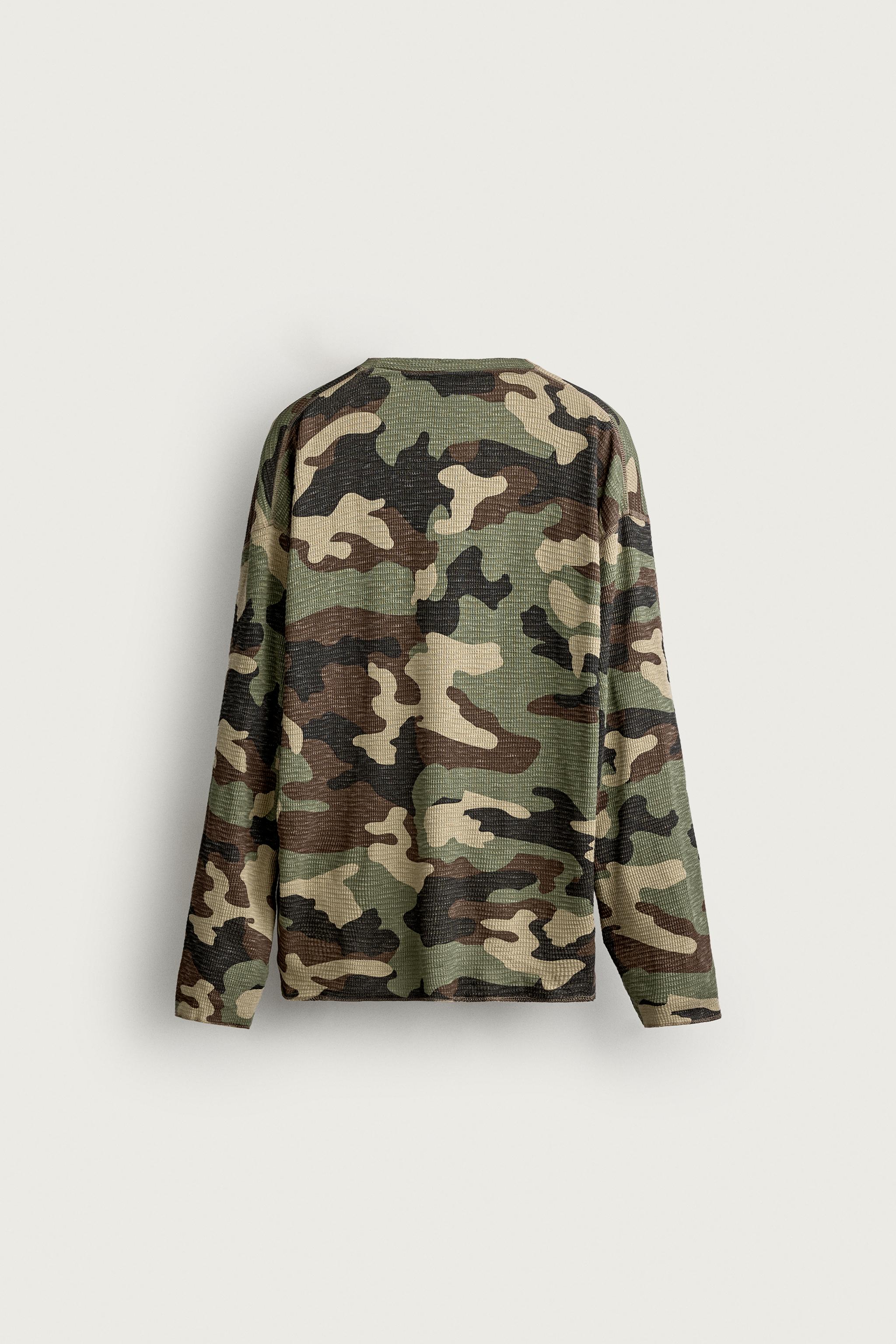 ABSTRACT PRINT WAFFLE-TEXTURE SWEATSHIRT