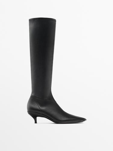 Zara Stretch heeled boots - LIMITED - Black