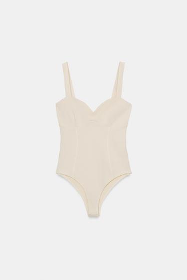 Zara STRAPPY BODYSUIT - Ecru