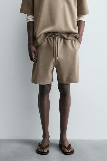 Zara TECHNICAL INTERLOCK SHORTS - Sand