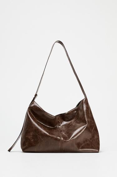 Zara TOTE BAG - Dark tan