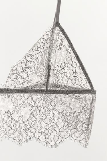 LACE TRIANGLE BRA - Grey by Zara - Image 4