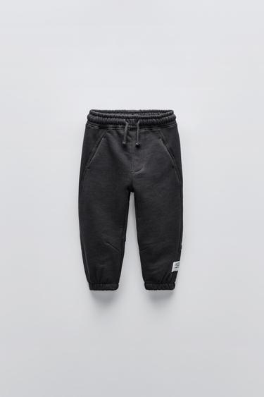 Zara PLUSH PANTS WITH LABEL - Anthracite grey