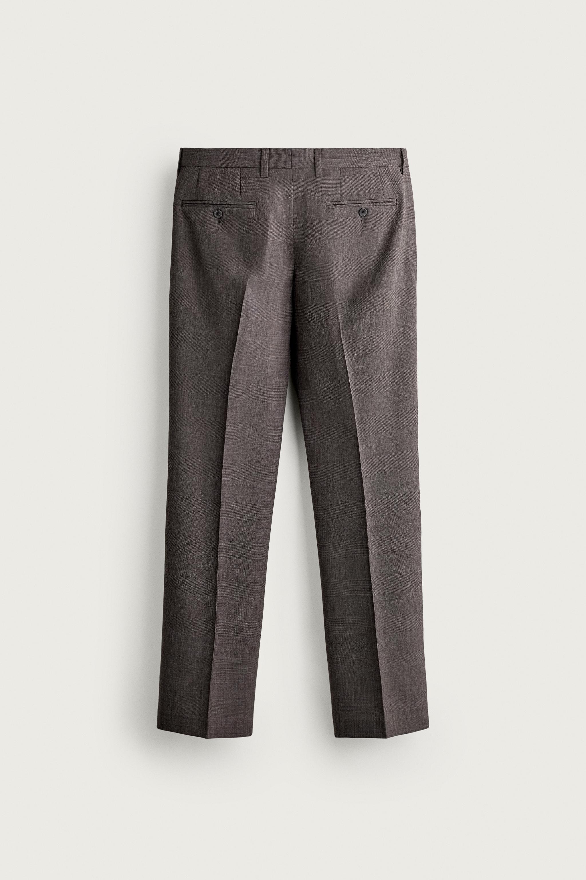 PANTALON DE COSTUME À CARREAUX EN LAINE