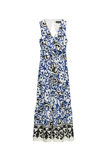 PRINTED CROSSOVER DRESS