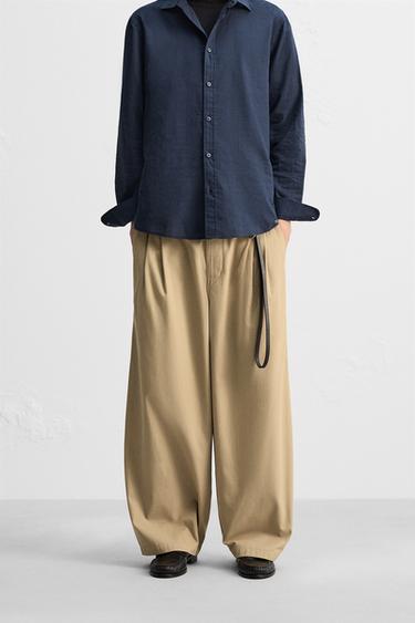 WIDE FIT CHINO TROUSERS - camel by Zara