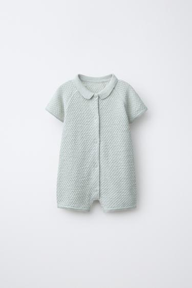 TEXTURED KNIT PLAYSUIT - Pastel green by Zara