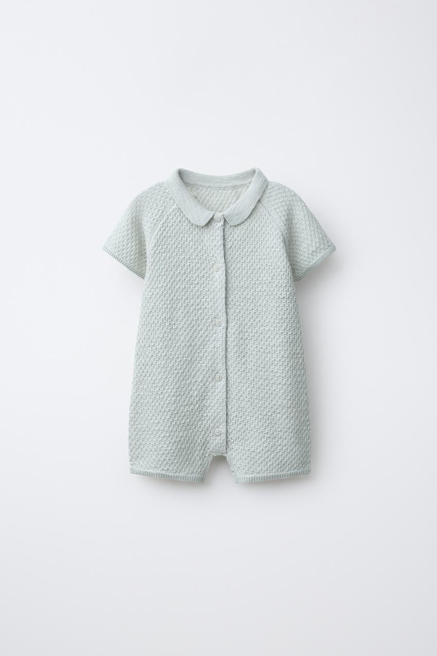 TEXTURED KNIT SHORT JUMPSUIT - Pastel green | ZARA United States TEXTURED KNIT SHORT JUMPSUIT - Pastel green | ZARA United States