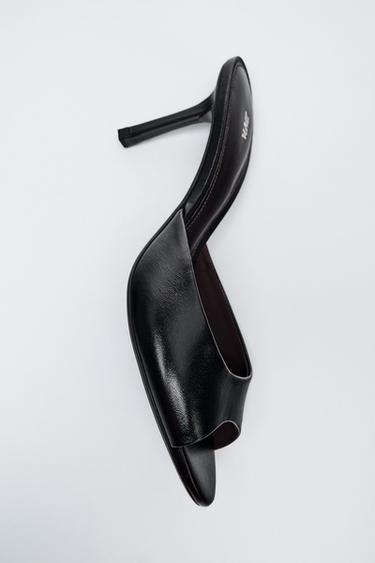 LEATHER HEELED MULES - Black by Zara