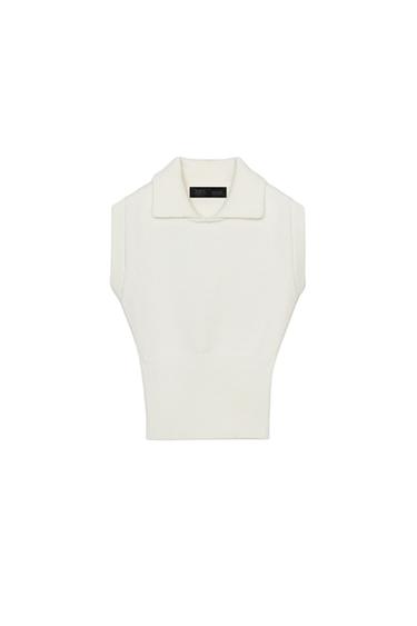 CHALECO POLO PUNTO - Blanco roto de Zara