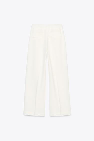 PANTALON LARGE À PINCES - Écru de Zara - Image 5