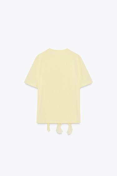 T-SHIRT WITH FRONT RUFFLES - Yellow by Zara - Image 4