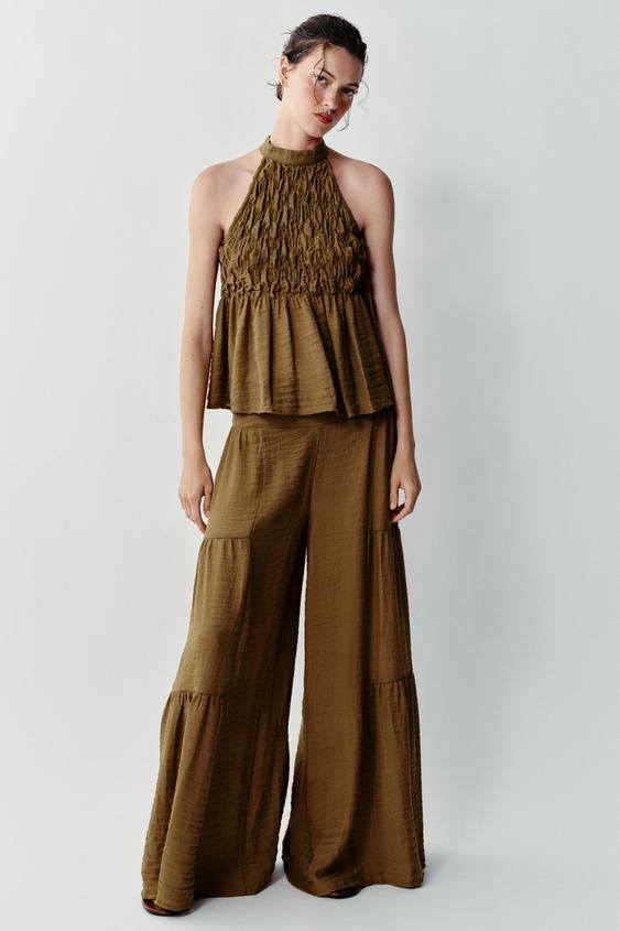 TOP HALTER FRUNCIDOS - Oliva de Zara - Imaxe 0
