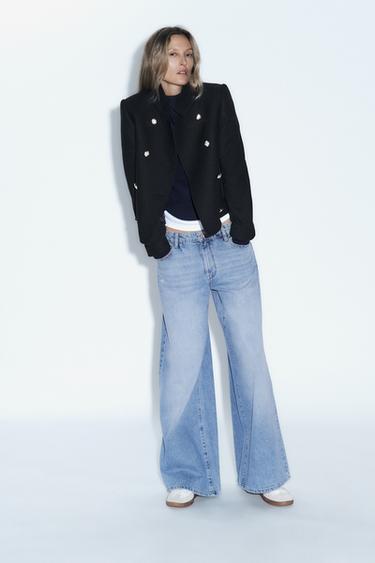 КОРОТКОЕ ДВУБОРТНОЕ ПАЛЬТО С ВЫСОКИМ ВОРОТНИКОМ — ЧЕРНЫЙ от Zara — изображение 0