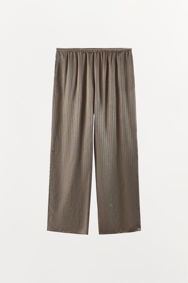 HOSE IM PYJAMA-STIL MIT STREIFEN - grau-beige von Zara