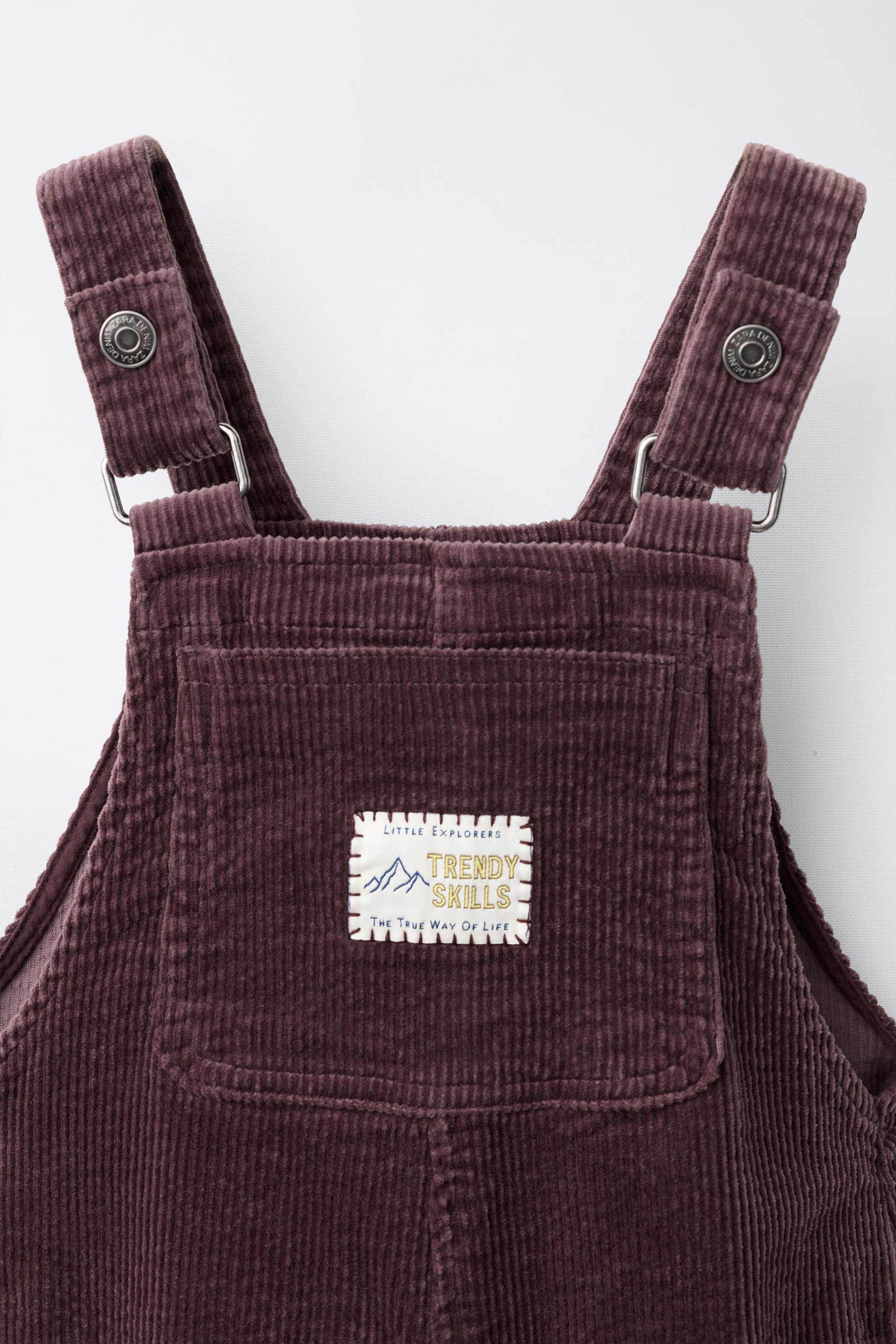CORDUROY LONG OVERALLS WITH LABEL