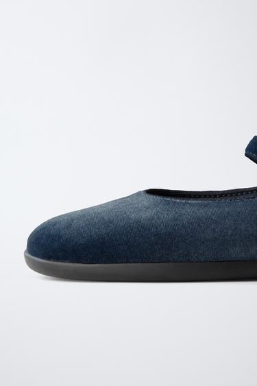 VELVET BALLET FLATS - Blue by Zara - Image 5