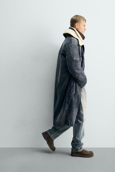 DENIM COAT WITH CONTRAST FAUX SHEARLING X SR_A - Mid-blue by Zara - Image 7
