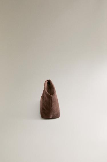 SMALL SPLIT LEATHER WASH BAG - Chocolate Brown by Zara - Image 2