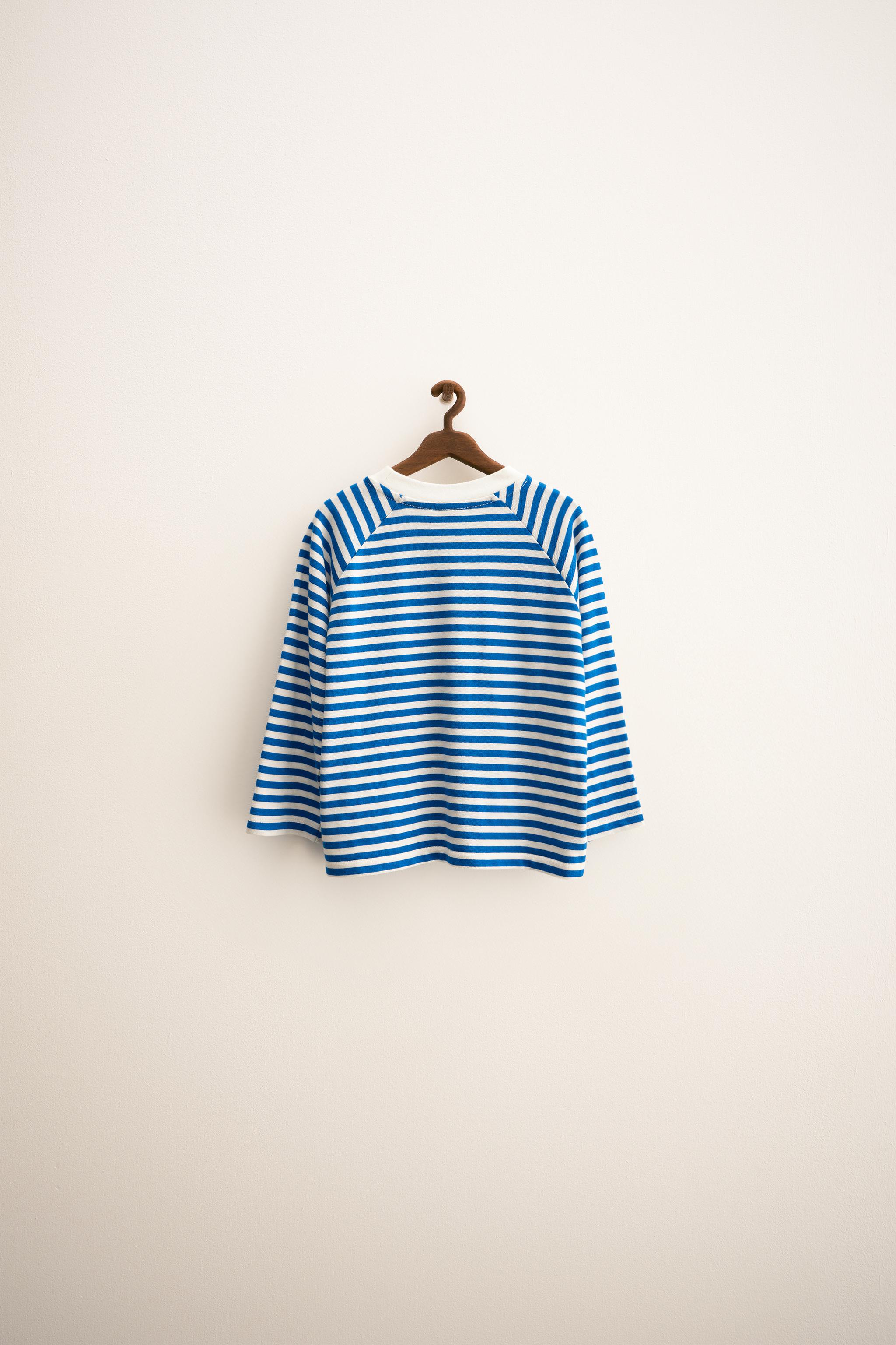 ☆ドイツ発*ZARA*新作*STRIPED 長袖Tシャツ/BLUE-WHITE☆ ZARA TIMELESS - STRIPED TRIM T-SHIRT - Blue / White | ZARA