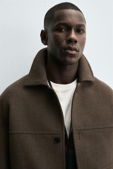 ПАЛЬТО СТАНДАРТНОГО КРОЮ З КИШЕНЯМИ - Коричневий Zara