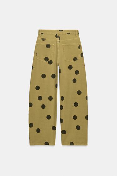 JEAN ZW COLLECTION BARREL TAILLE NORMALE À POIS - Kaki de Zara - Image 7