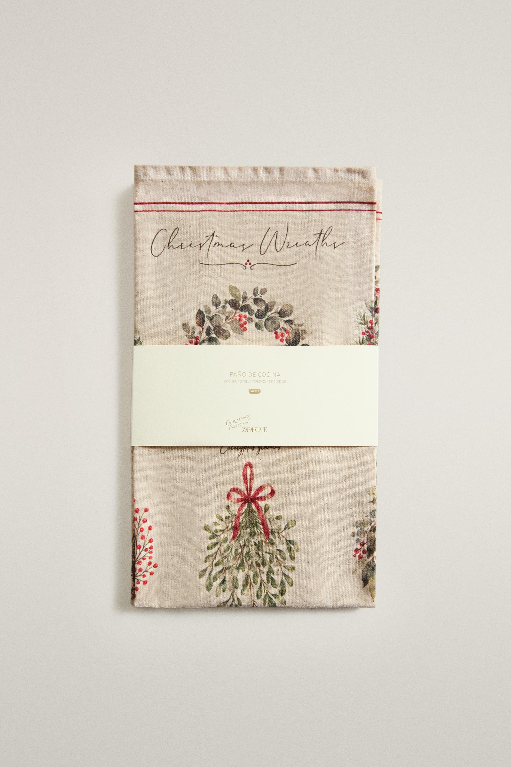 CHRISTMAS WREATH KITCHEN TOWELS (PACK OF 2) - Green | ZARA United