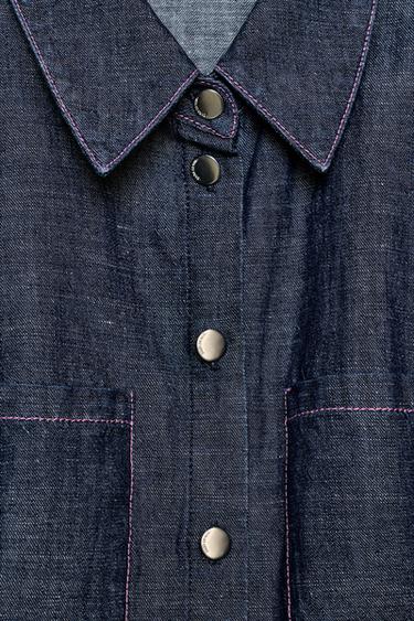 LINEN BLEND PEPLUM SHIRT WITH SHOULDER PADS - Indigo by Zara - Image 8
