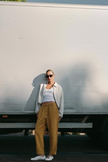 JOGGER TROUSERS WITH BUTTONED HEMS - Mustard by Zara - Image 1