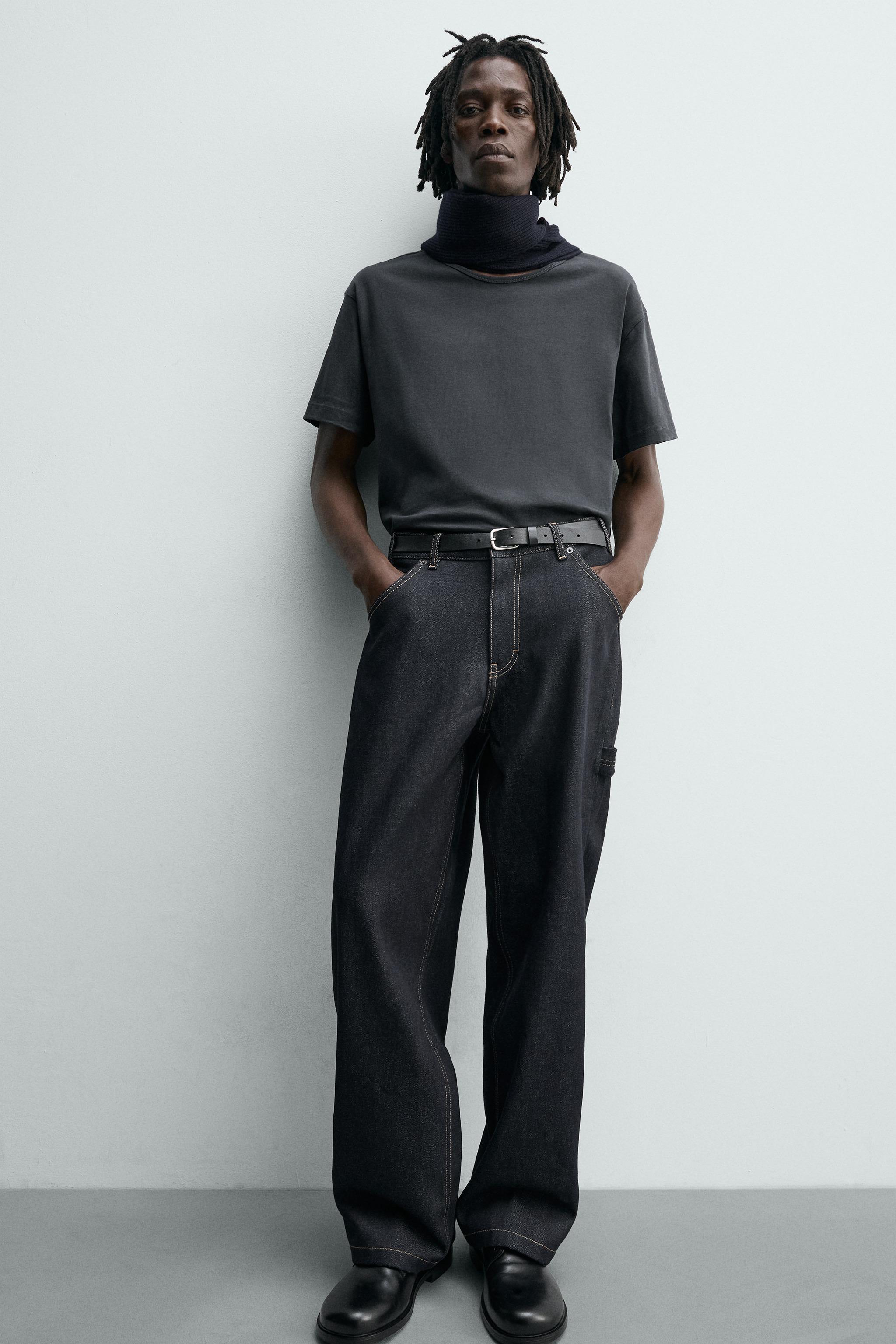 BAGGY FIT CARPENTER JEANS WITH TOPSTITCHING