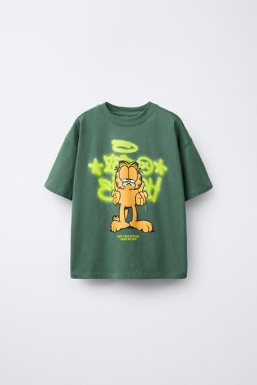 GARFIELD © PAWS INC. GRAFFITI PRINT T-SHIRT - Bottle green by Zara